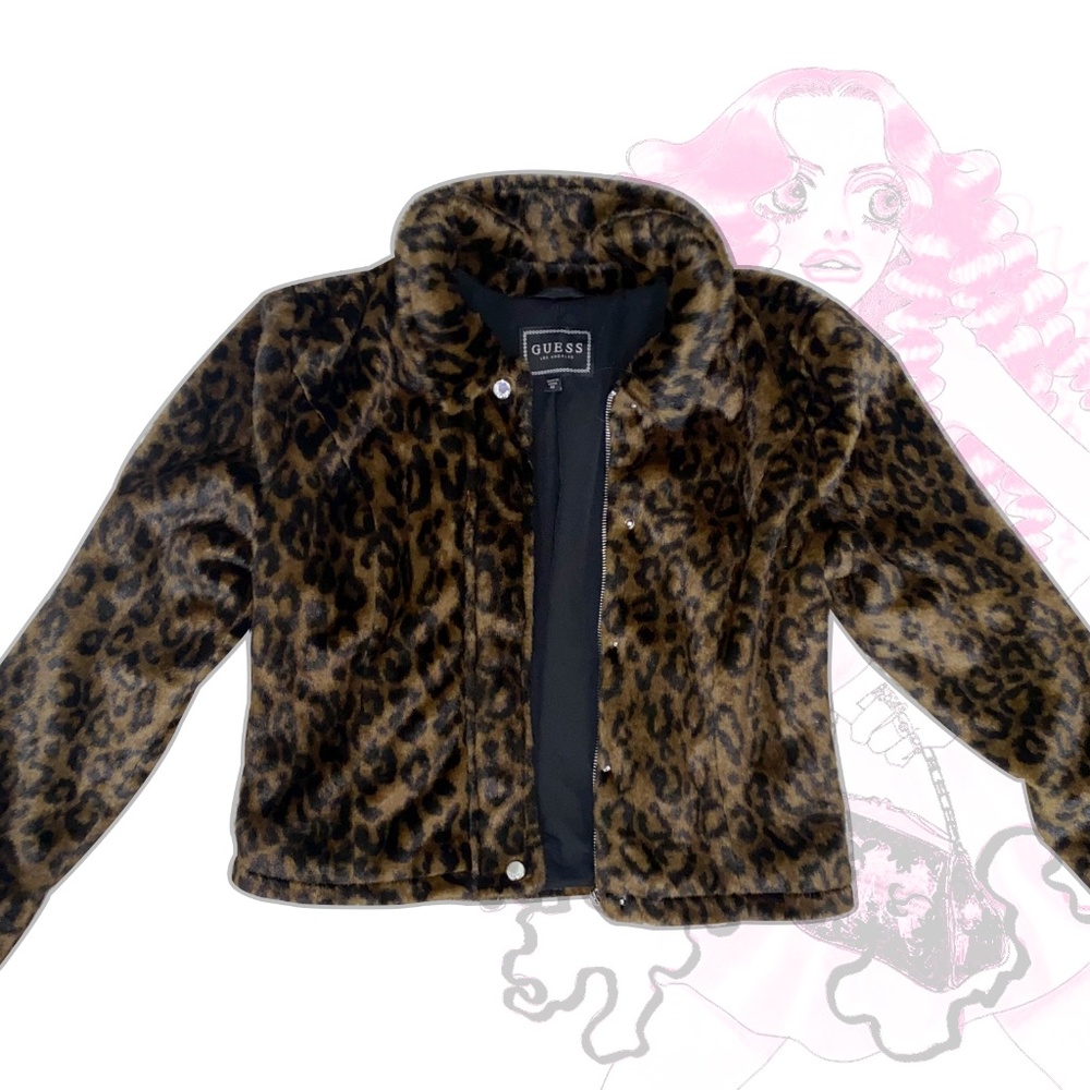 Guess Cheetah Faux Fur Coat